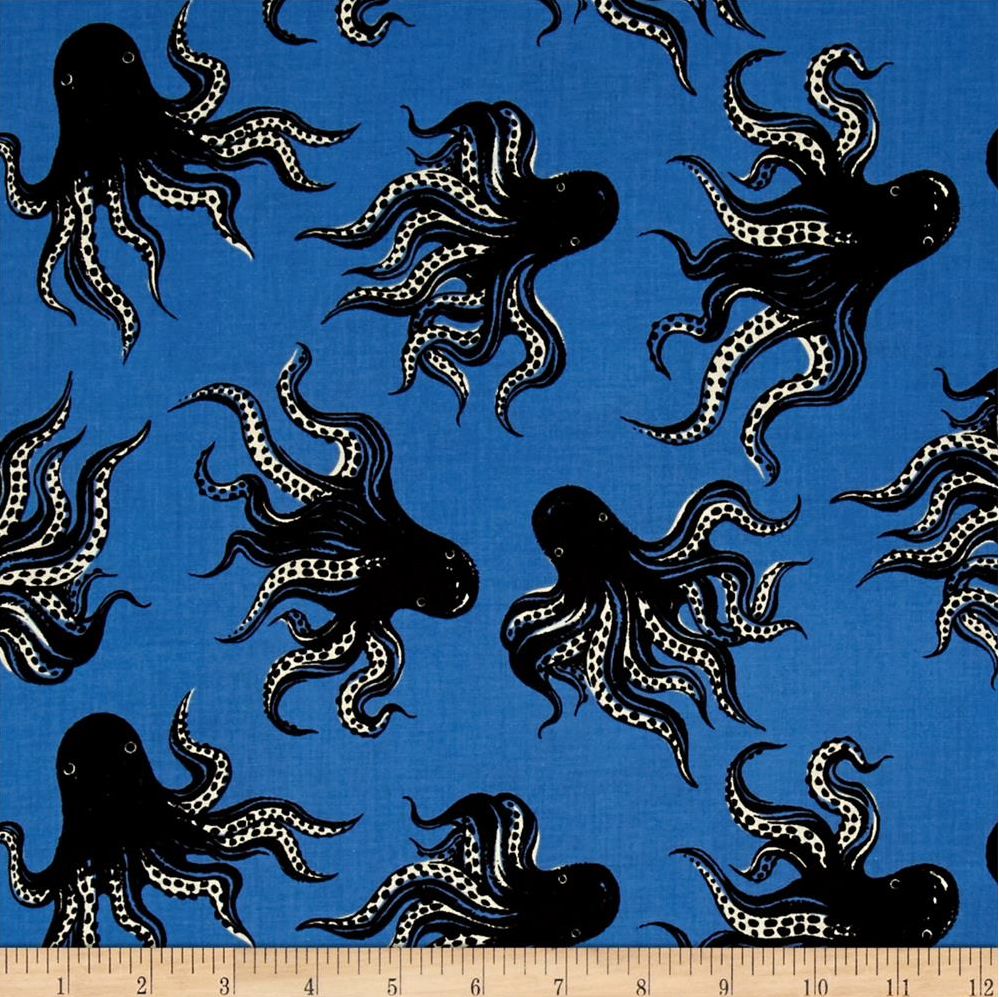 Blue Octopus Fabric - Cotton + Steel