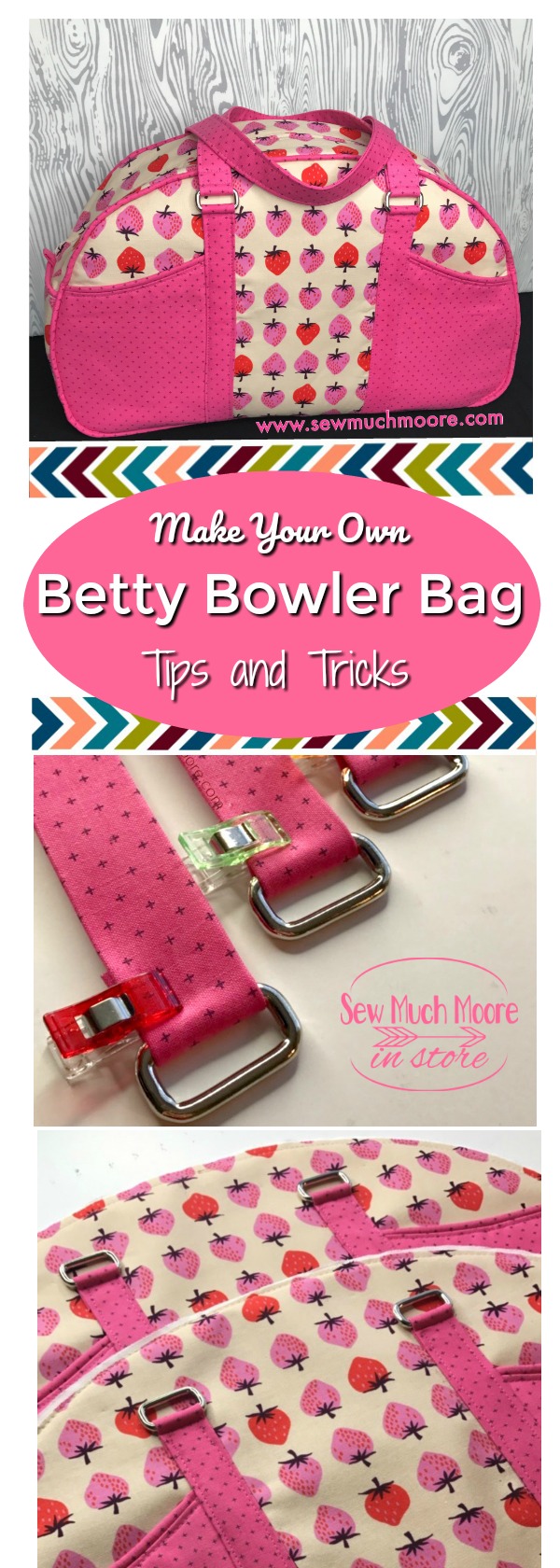 Check out these tips and tricks to make your own Betty Bowler Bag by Swoon Patterns. Video tutorial and pattern info #sewing #bagmaking #bettybowlerbag #sewingtutorials #sewing #tutorials #luggage