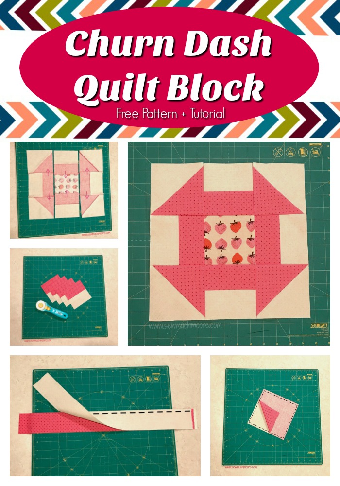 Churn Dash Quilt Block - Pinterest Pin 2