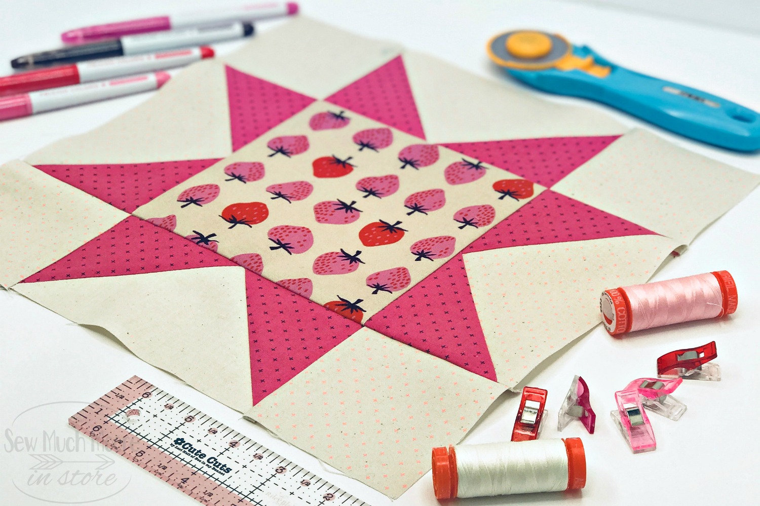 Eight Point Star Quilt Block - Styled 3