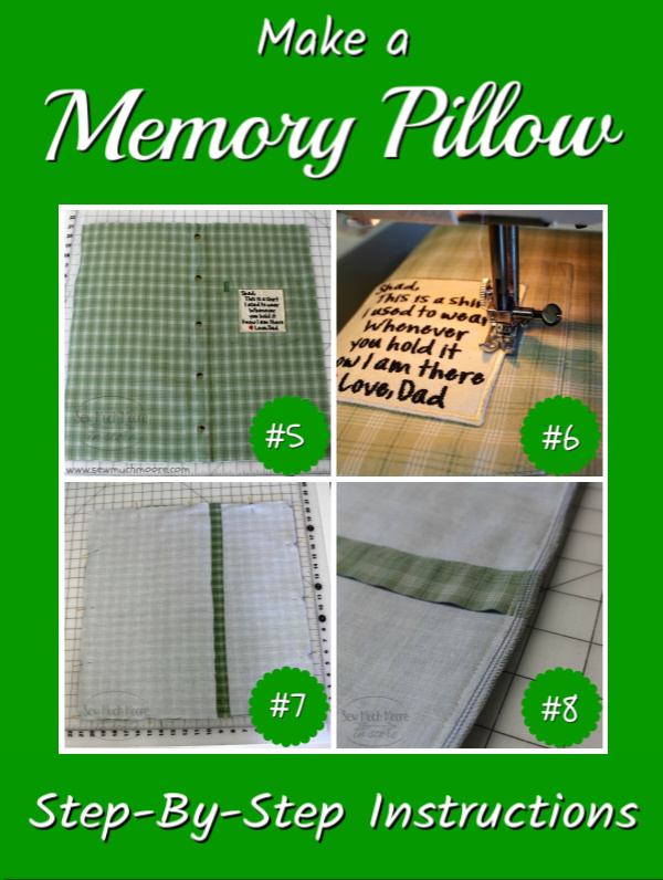 Let me show you how to make a Memory Pillow from a Men's Shirt! Follow these step by step instructions and turn that shirt into a Cherished Gift! #MemoryPillow #ShirtPillow #CustomPatch #EmbroideryPatch #Gift #Sewing #DIY LearnToMake #Easy #Project #SewMuchMoore #SewMuchMooreInStore