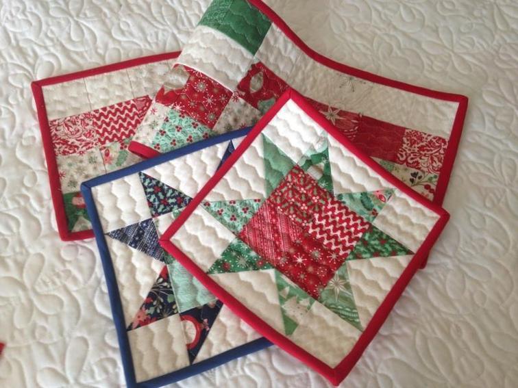 Christmas Hot Pads and Table Runner - Check out this collection of fun and exciting patterns! Get started on your own Handmade Christmas! #Pattern #Printables #Quilts #Pillows #Easy #Templates #ForBeginners #Beginner #Art #Design #ArtDesign #Block #ChristmasQuilt #ForBeginners #quilt #Quilts #Quilting #ideas #modern #ToMake #Simple #Blocks #Tutorial #quilting #sewing #handmade #Project #Patchwork #Contemporary #WalkingFoot #DIY #Fabric #Bedding #OfTheMonth #12” #Vintage #Modern #Star #Scrappy #Free #Quick #project #DIY #Sampler #Ideas #Basic #HST #12Inch #StepByStep #QuiltBlock #BOM #SewMuchMoore #SewMuchMooreInStore