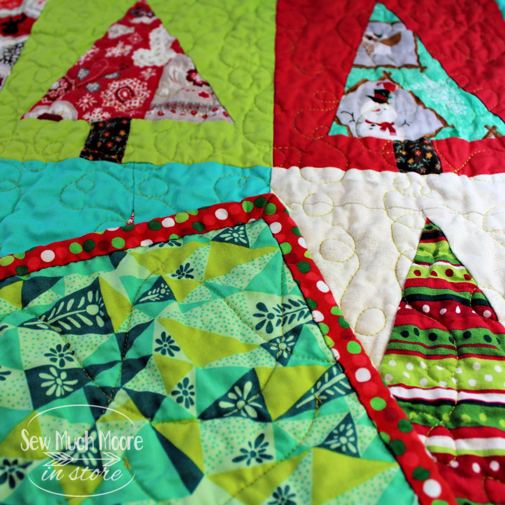 Modern Christmas Tree Quilt binding and backing