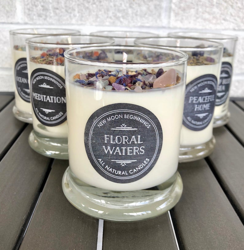 Handmade Mother's Day - Crystals & Herb Energy Soy Candles