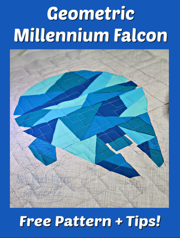 What's not to love about this modern geometric pattern? Let me tell you all about my Millennium Falcon Mini Quilt! You are going to love it! #Tutorial #Free #Pattern #Printables #Quilts #Pillows #Easy #Templates #Star #ForBeginners #Beginner #Art #Design #ArtDesign #Block #Hip #StarWars #MillenniumFalcon #MayTheFourthBeWithYou MayThe4thBeWithYou #Trendy #SewMuchMoore #SewMuchMooreInStore 