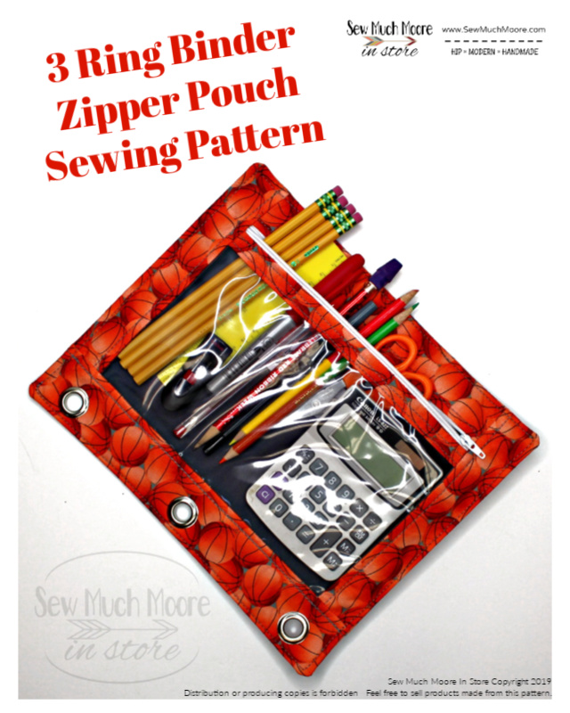 3 Ring Binder Zipper Pouch PDF Pattern Sew Much Moore