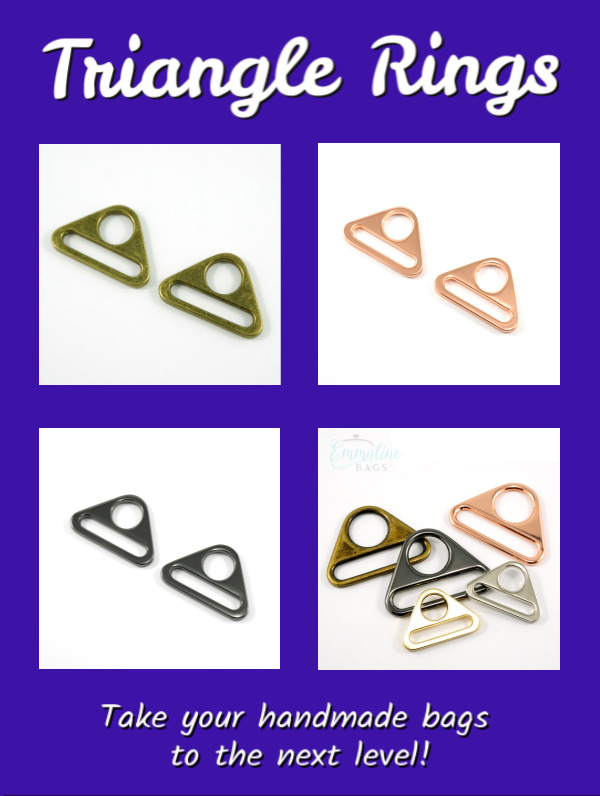 Get all your Purse & Bag Hardware right here! Lots of finishes and sizes to choose from! #handmadebags #PurseHardware #BagHardware #DIY #TriangleRings #Drings #SewMuchMooreInStore #SewMuchMoore