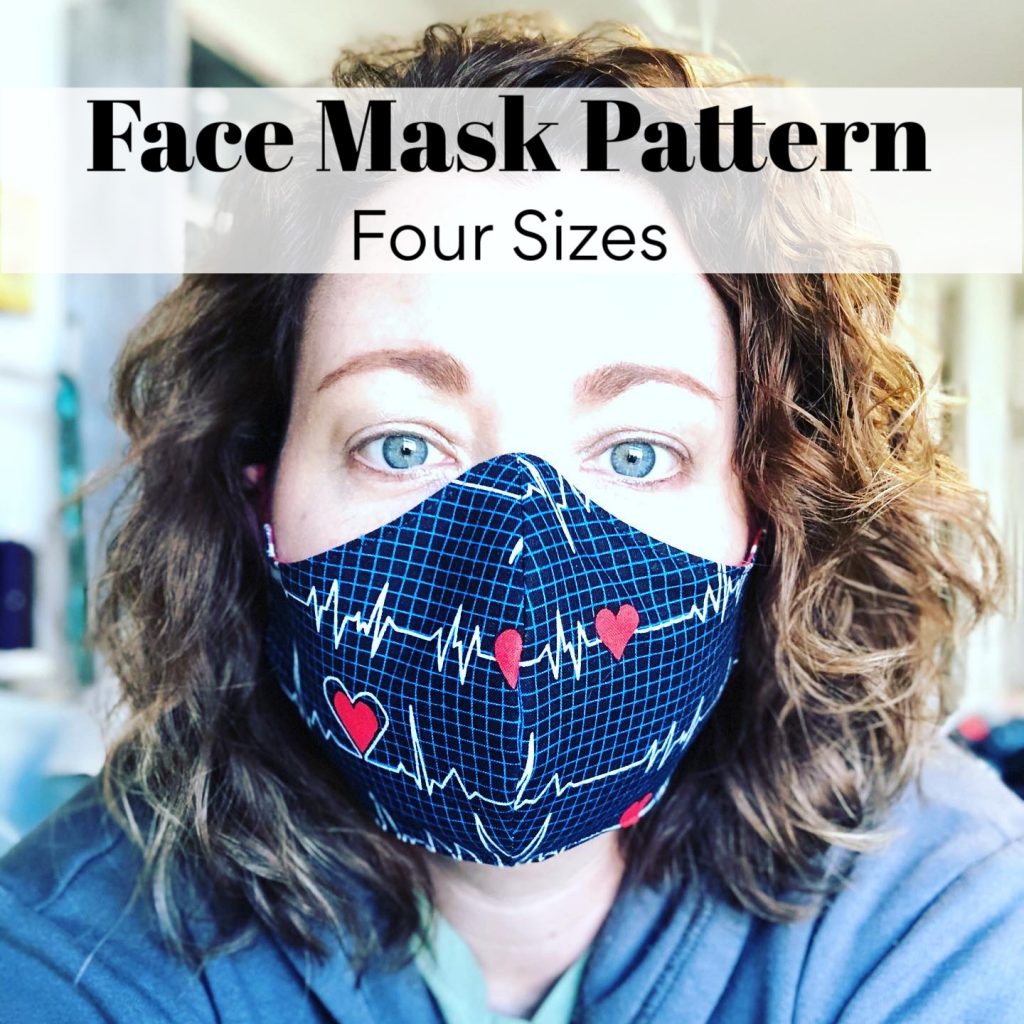 Face Mask Pattern - Four Different Sizes plus filter pocket and flexible nose wire.