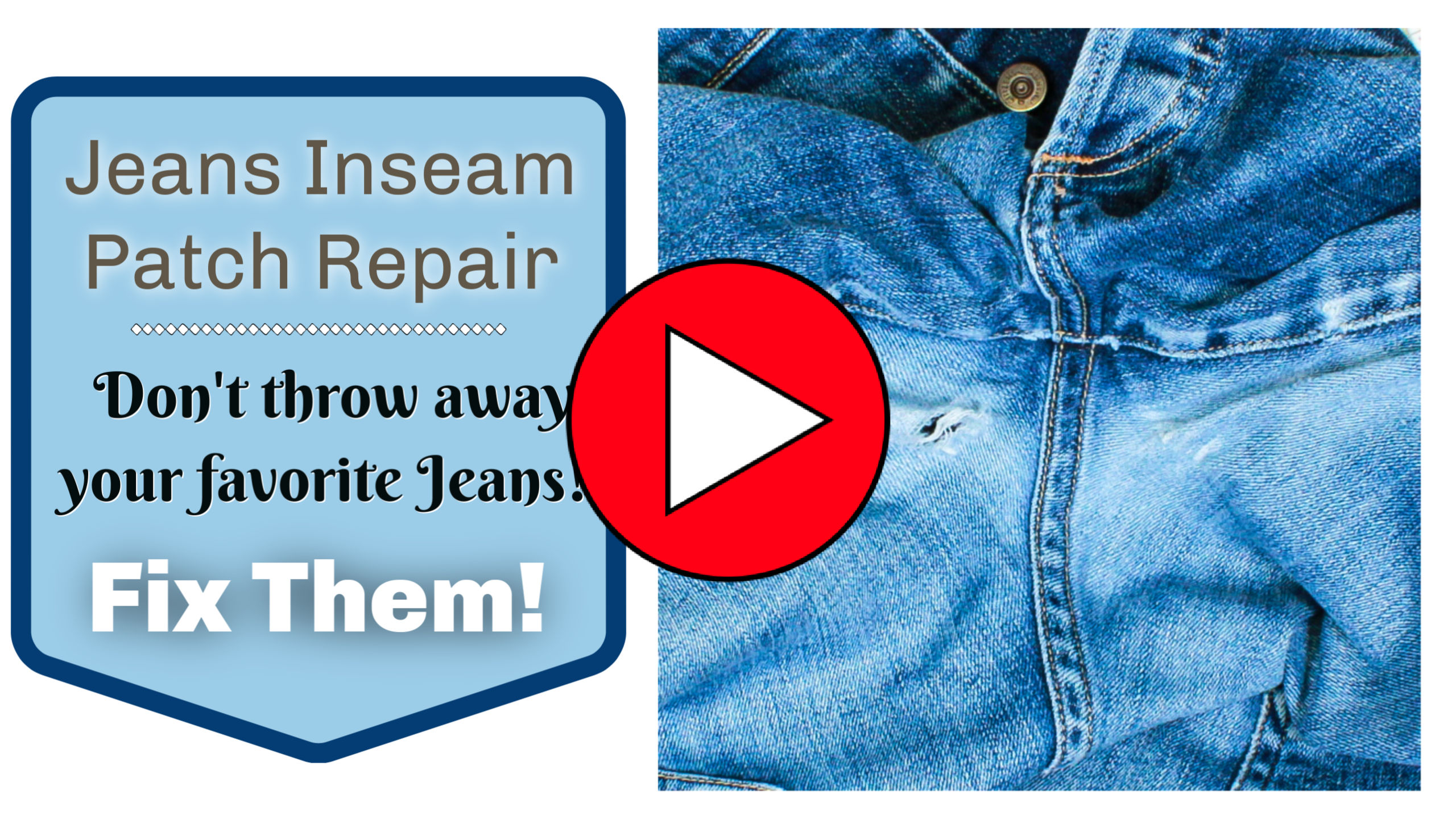 DIY Jeans Inseam Patch Repair Sew Much Moore