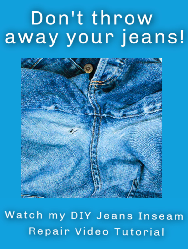 DIY Jeans Inseam Patch Repair - Sew Much Moore