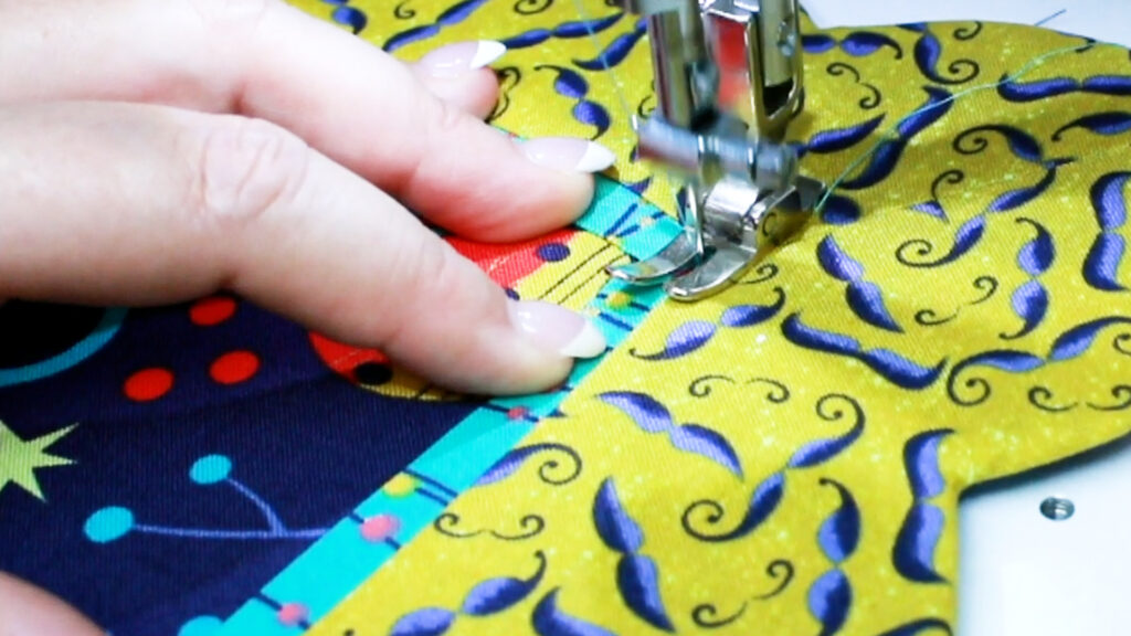 Topstitching the Scalloped Placemat for finishing touches