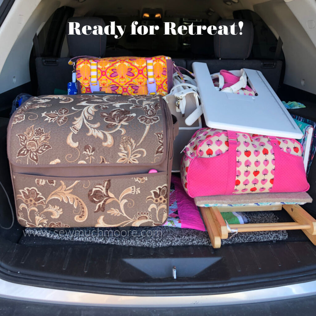 The car is packed and I am ready for Quilt Retreat! Take a look at the travel lamp I am bringing!
