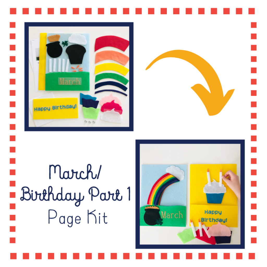 March Birthday Quiet Book Page Kit