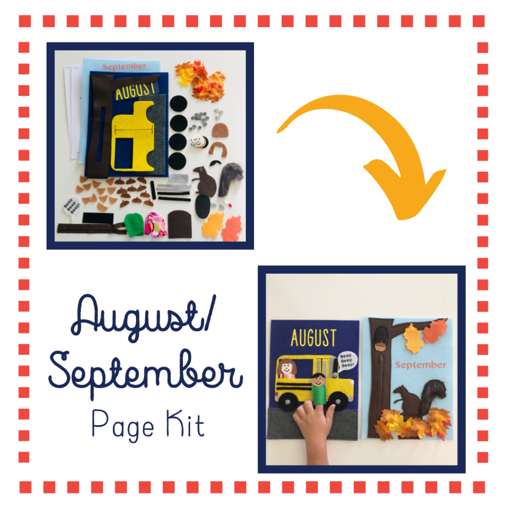 August September Quiet Book Page Kit