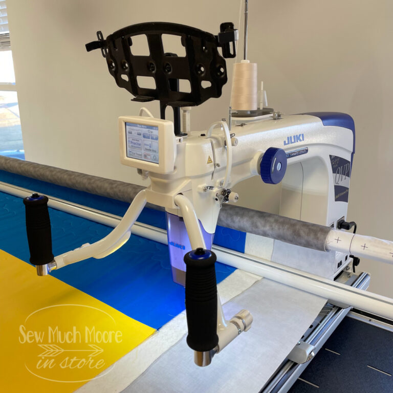 Juki J350 QVP Miyabi on a frame Sew Much Moore