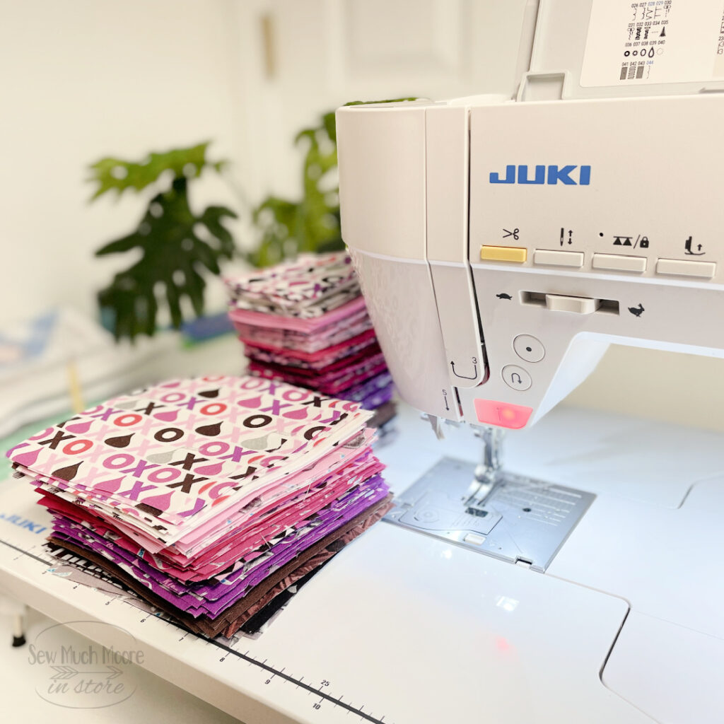 Hershey Fabric Stack on Juki DX4000 Modern Love Quilt