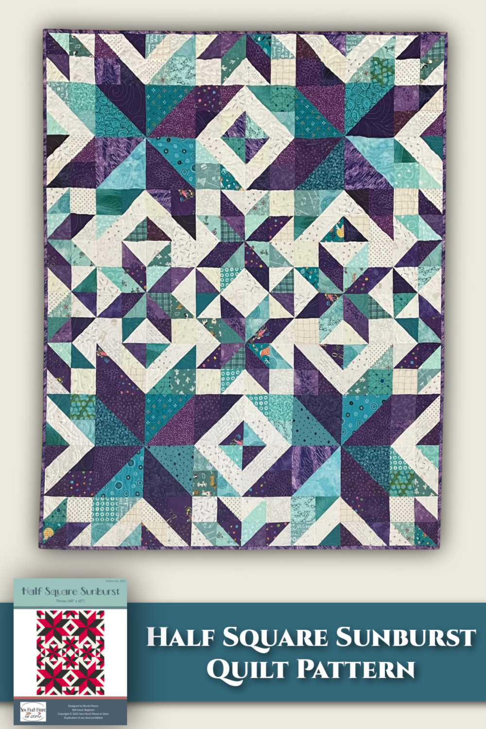 Half Square Sunburst Quilt Pattern